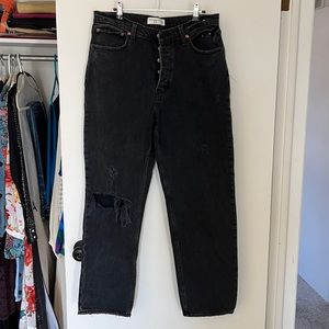 Abercrombie Dad High Rise Ripped Black Wash
